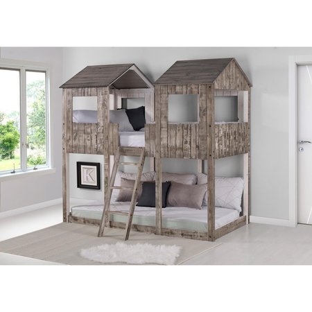 DONCO KIDS Donco Kids PD-3225TTRDW Twin Over Tower Bunk Bed; Rustic White PD_3225TTRDW